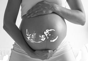 belly of a pregnant woman