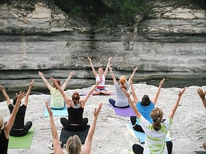 girls in a yoga session