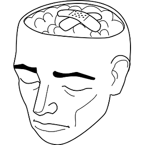 icon of a man suffering from brain damage